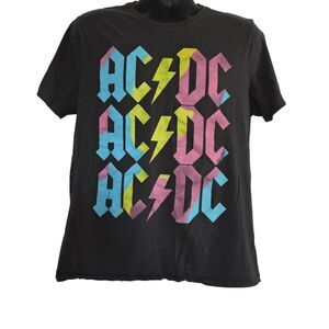 Old Navy Men's Size Large Gray Multicolor ACDC Logo Graphic T-Shirt